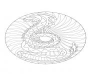 Coloriage coloring mandala dragon 2 